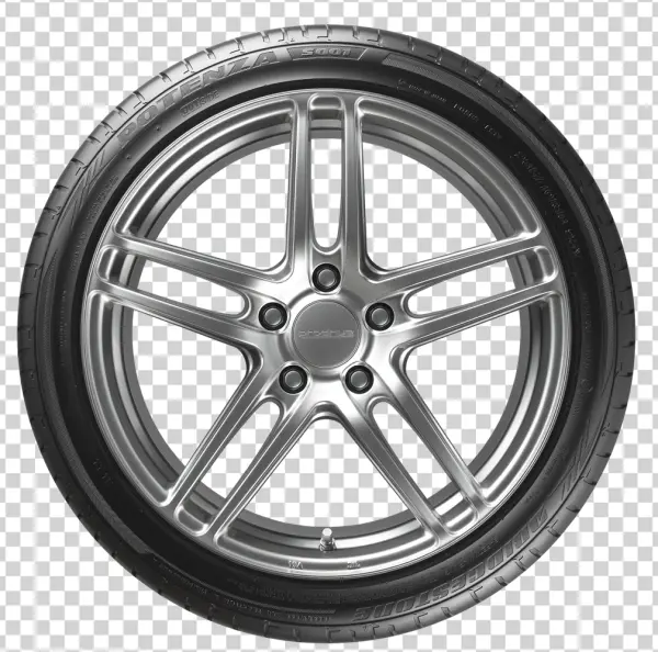 Silver Car Wheel with Tire PNG Transparent Background
