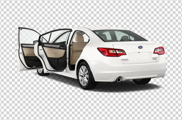 White Subaru Legacy Sedan with Open Doors PNG