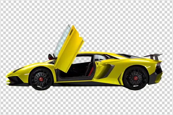 Yellow Lamborghini Aventador with Open Doors PNG