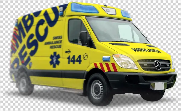 Swiss Ambulance Rescue Van PNG Transparent Background