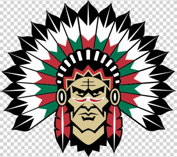 Indigenous Chief Head with Feather Headdress Logo PNG