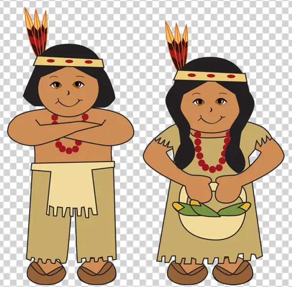 Cartoon Native American Children Transparent PNG