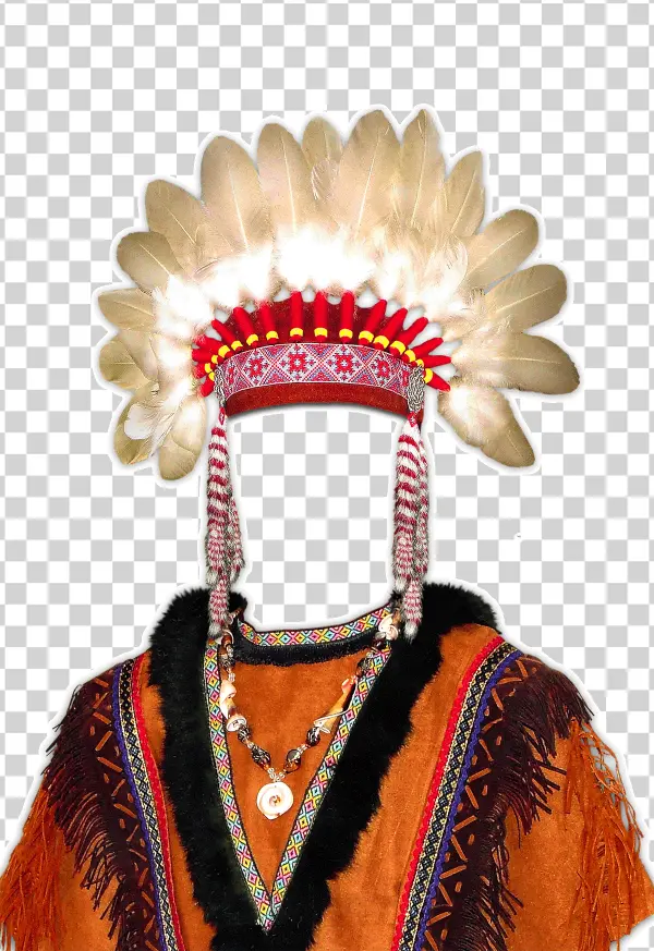 Native American Headdress and Traditional Outfit PNG