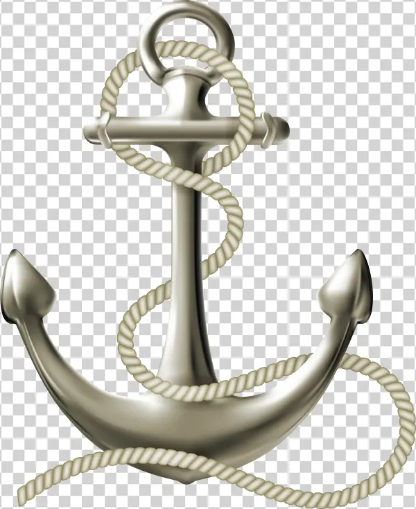 Silver Anchor with Rope PNG Transparent Background