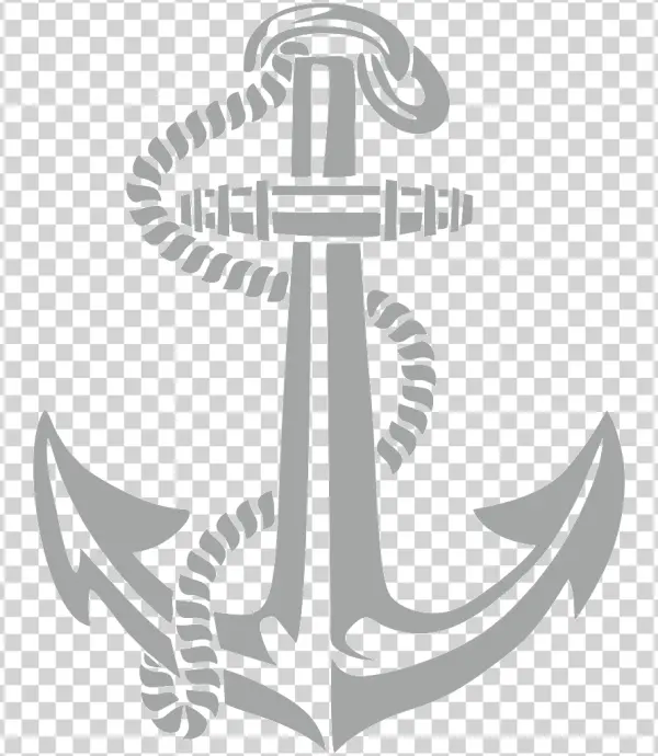 Gray Nautical Anchor with Rope PNG