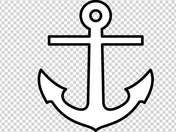 White Outline Anchor Icon PNG Transparent Background