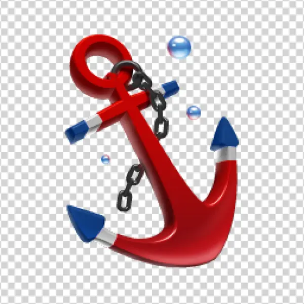Red Anchor with Chain PNG Transparent Background