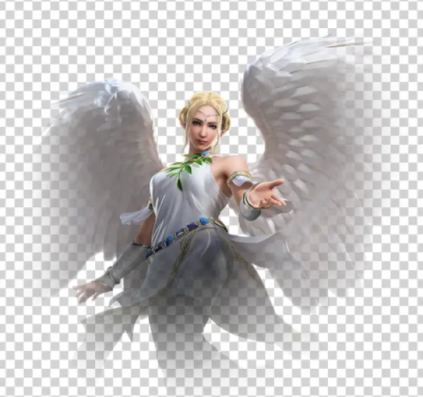 White Winged Angel Character PNG Transparent Background