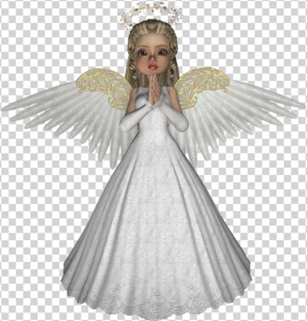 Praying Angel with White Dress PNG Transparent Background