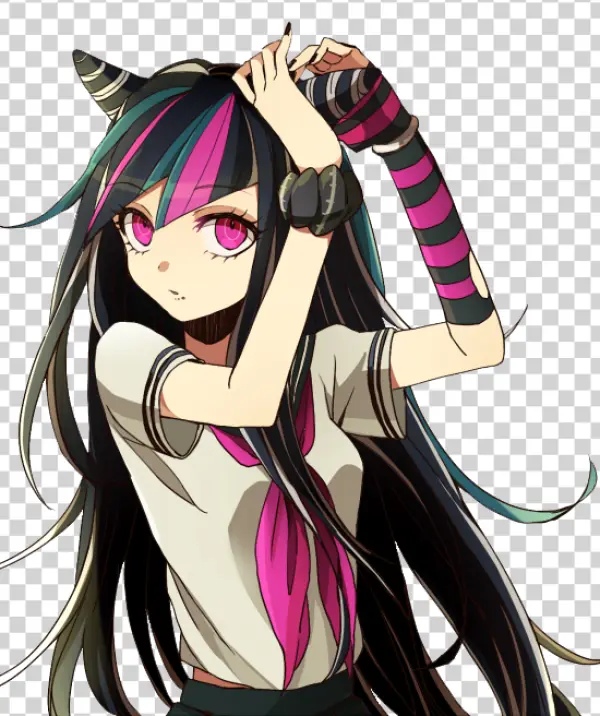 Anime Girl with Pink Hair and Cat Ears Transparent PNG