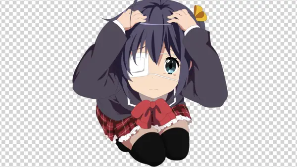 Rikka Takanashi Anime Girl with Eyepatch PNG