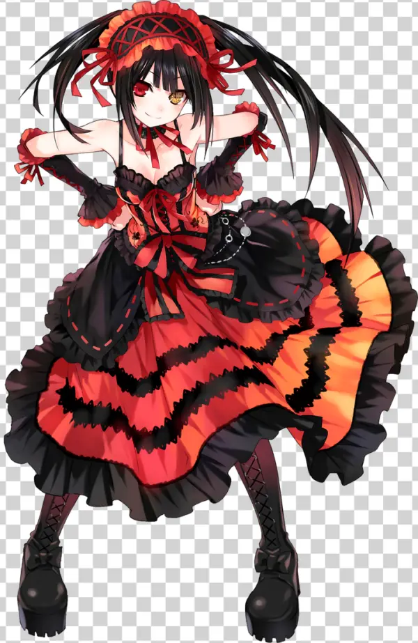 Kurumi Tokisaki Anime Girl PNG Transparent Background