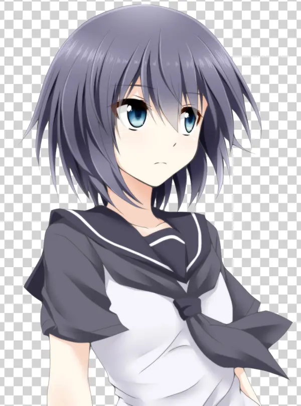 Anime Girl in School Uniform PNG Transparent Background