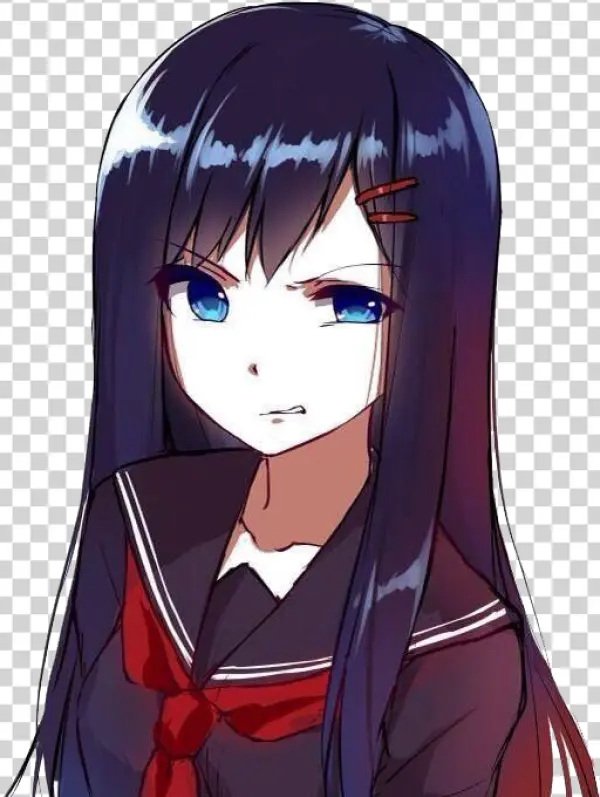 Grumpy Anime Schoolgirl PNG