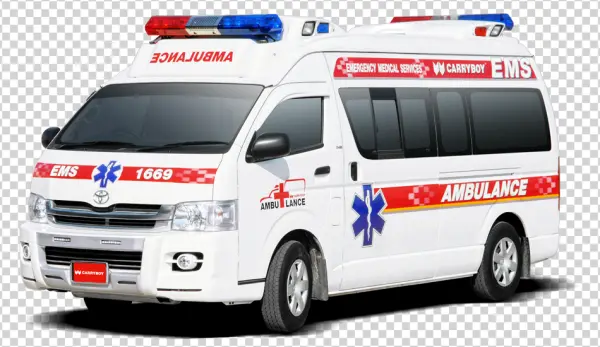 White Emergency Ambulance PNG Transparent Background