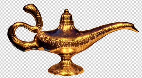 Golden Genie Magic Lamp PNG Transparent Background