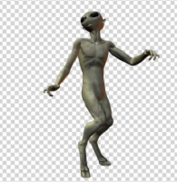 Grey Alien Standing PNG Transparent Background
