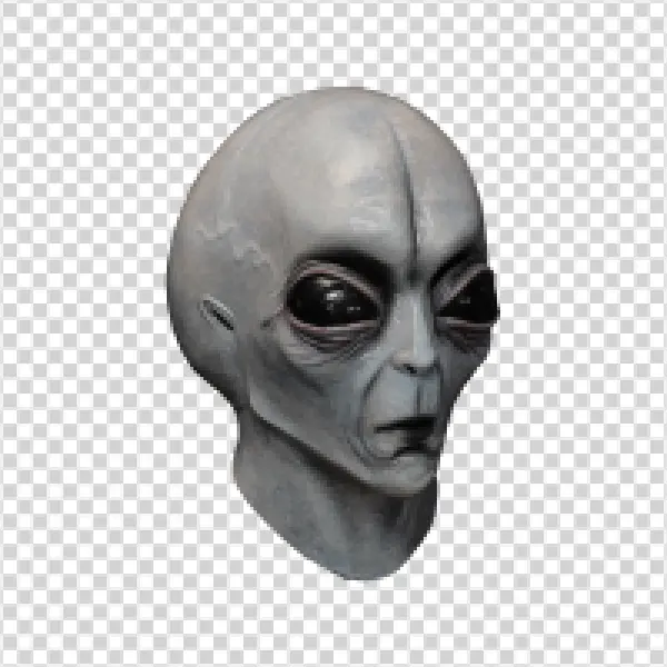 Grey Alien Head PNG Transparent Background