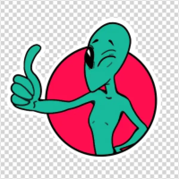Green Alien Thumbs Up Sticker PNG