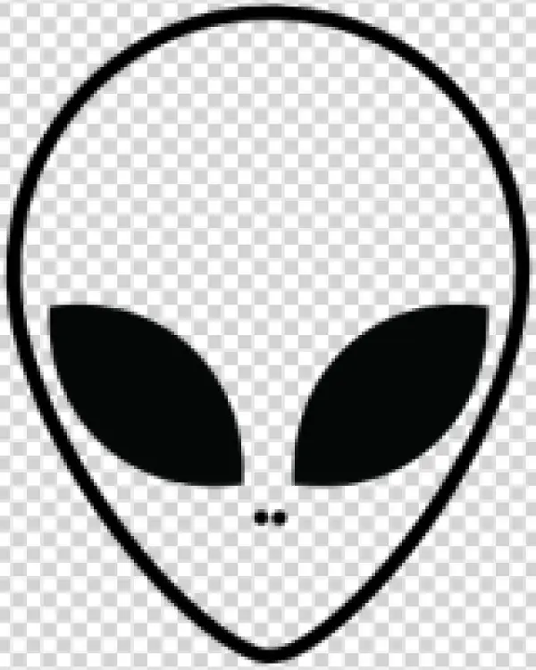 Black Alien Head Outline Transparent PNG