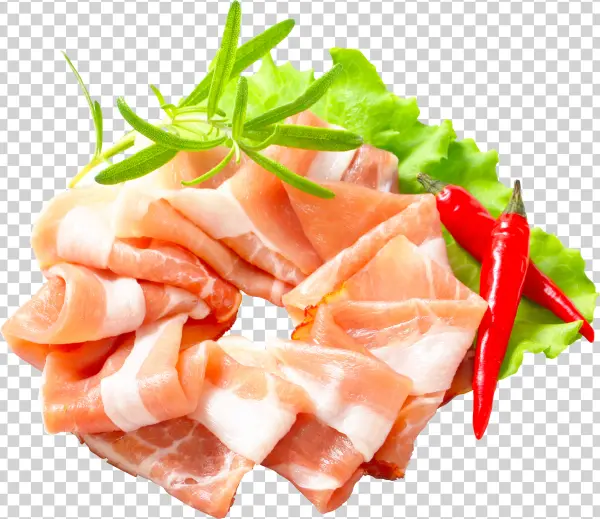 Prosciutto Slices with Rosemary and Chili PNG Transparent Background