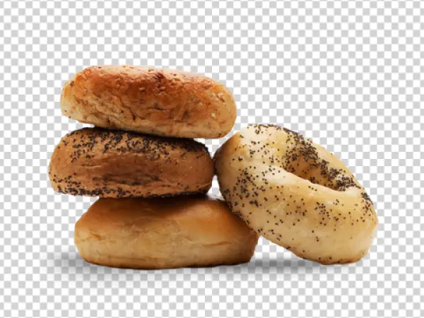 Assorted Bagels and Bread Rolls PNG Transparent Background