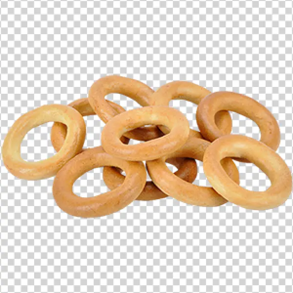 Pile of Baked Ring Snacks PNG Transparent Background