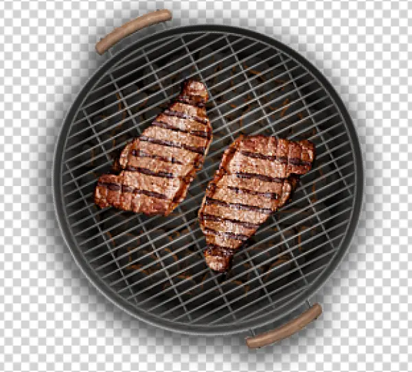 Grilled Steaks on BBQ Grill Transparent PNG