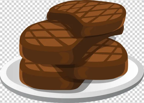 Stack of Steaks on Plate PNG Transparent Background