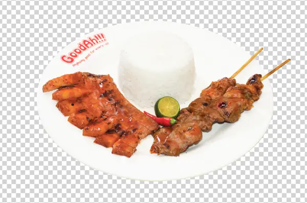 Filipino Grilled Pork BBQ and Liempo with Rice PNG Transparent