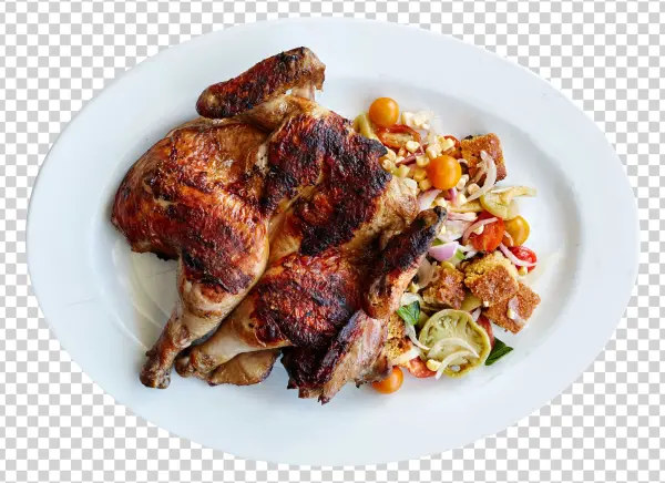 Roasted Whole Chicken with Fresh Salad PNG Transparent