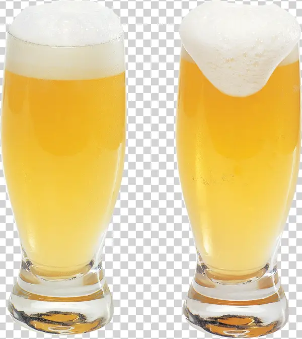 Two Glasses of Foamy Beer PNG Transparent Background
