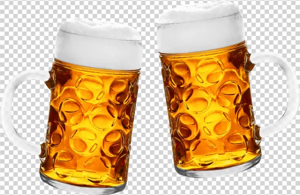 Two Beer Mugs Clinking PNG Transparent Background
