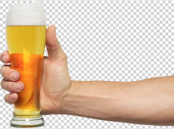 Hand Holding Glass of Beer PNG Transparent