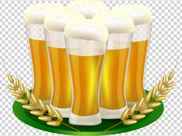 Multiple Beer Glasses with Wheat PNG Transparent