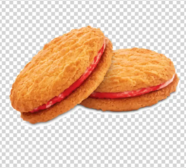 Sandwich Cookies with Red Cream Filling PNG Transparent
