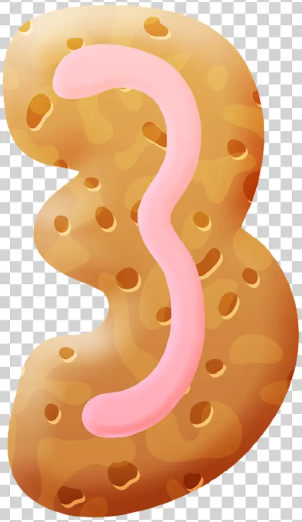 Cartoon Number Three Cookie PNG Transparent Background