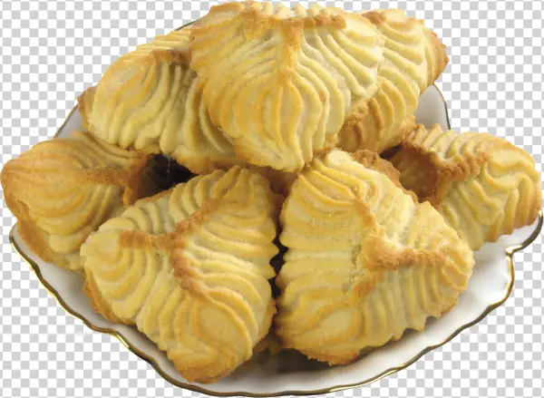 Plate of Decorative Butter Cookies PNG Transparent Background