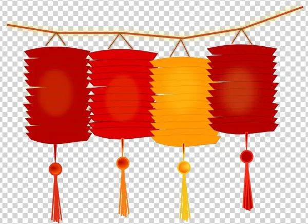 Four Chinese Lanterns PNG Transparent Background