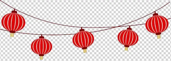 Festive Red Chinese Lanterns String PNG