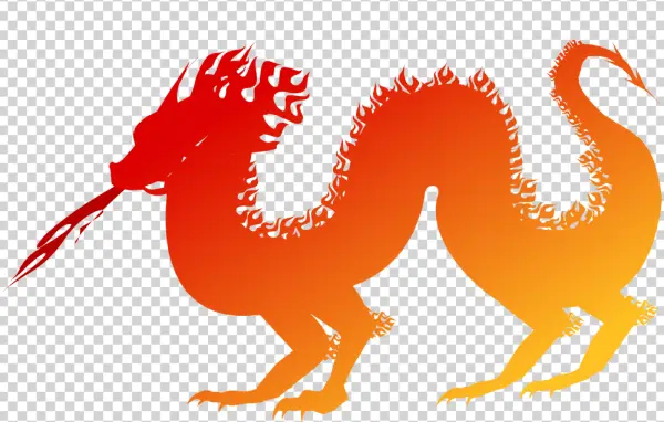 Fiery Dragon Silhouette PNG Transparent Background