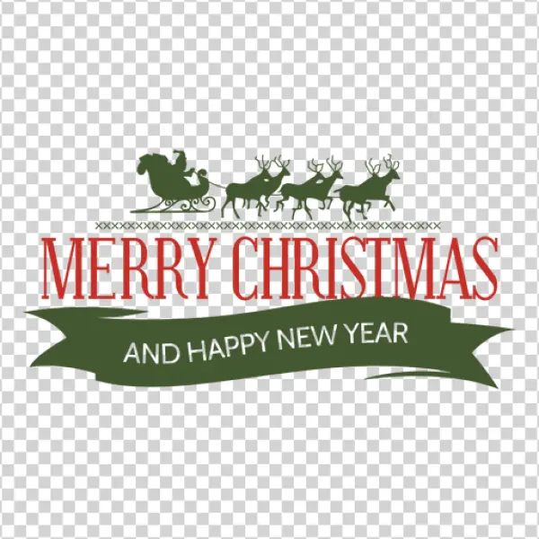 Merry Christmas and Happy New Year with Santa Sleigh PNG