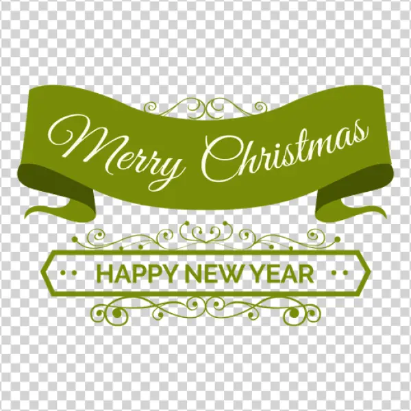 Merry Christmas Happy New Year Banner PNG