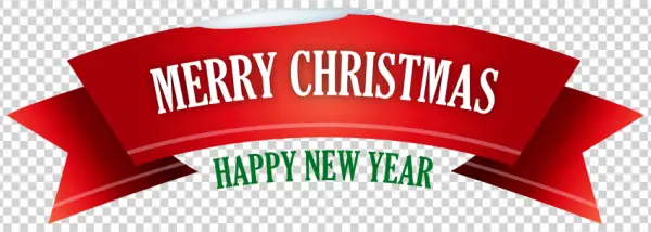 Red Merry Christmas Happy New Year Banner PNG