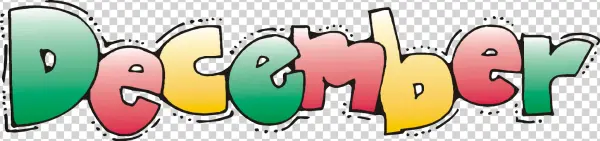 Colorful December Word Art PNG