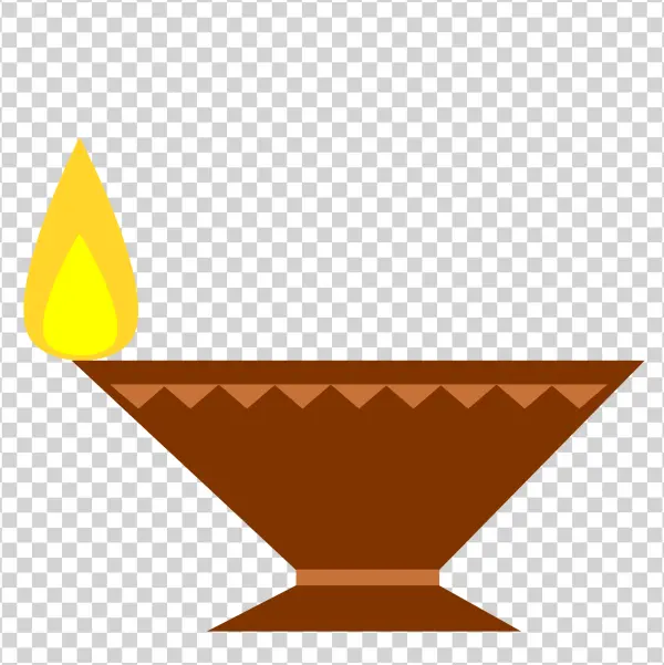 Diya Lamp with Flame PNG Transparent Background