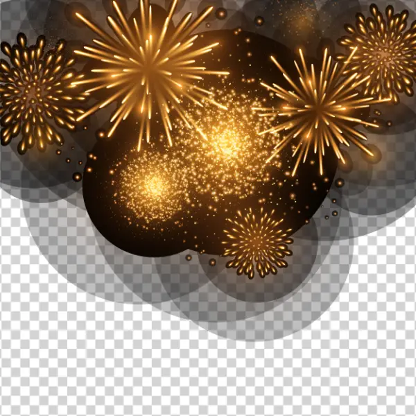 Golden Fireworks Celebration PNG Transparent Background