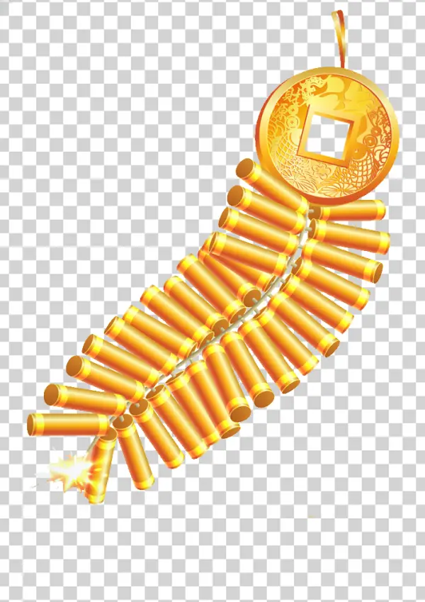 Chinese Firecrackers with Golden Coin PNG