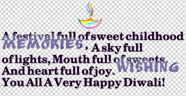 Colorful Diwali Greeting Message PNG Transparent