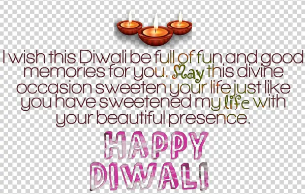 Happy Diwali Greeting Message PNG with Diyas